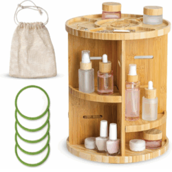 Organizador de maquillaje de bambú ajustable