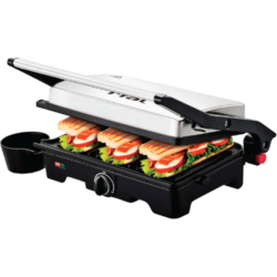 T-fal parrilla panini y asadora 2 en 1 inoxidable con placas antiadherentes